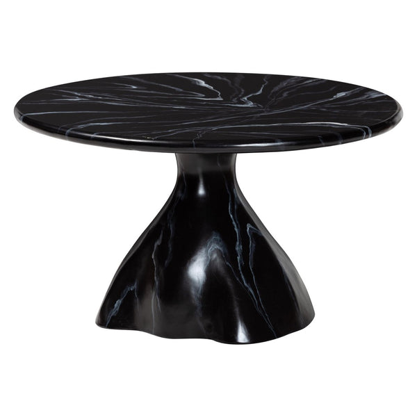 Baxton Studio bali Aponi Marbled Resin Coffee Table - Sculptural Modern Centerpiece for Contemporary Living Spaces Black Aponi-Black Marbled Resin-CT