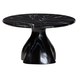 Baxton Studio bali Aponi Marbled Resin Coffee Table - Sculptural Modern Centerpiece for Contemporary Living Spaces Black Aponi-Black Marbled Resin-CT