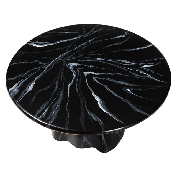 Baxton Studio bali Aponi Marbled Resin Coffee Table - Sculptural Modern Centerpiece for Contemporary Living Spaces Black Aponi-Black Marbled Resin-CT