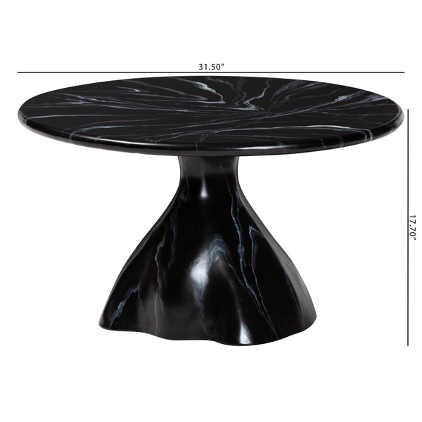 Baxton Studio bali Aponi Marbled Resin Coffee Table - Sculptural Modern Centerpiece for Contemporary Living Spaces Black Aponi-Black Marbled Resin-CT