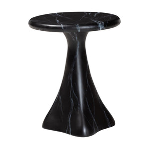 Baxton Studio bali Aponi Marbled Resin End Table - Sculptural Modern Accent Furniture for Stylish Living Spaces Black Aponi-Black Marbled Resin-ET
