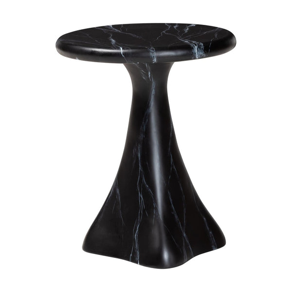 Baxton Studio bali Aponi Marbled Resin End Table - Sculptural Modern Accent Furniture for Stylish Living Spaces Black Aponi-Black Marbled Resin-ET