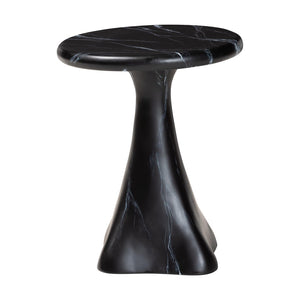 Baxton Studio bali Aponi Marbled Resin End Table - Sculptural Modern Accent Furniture for Stylish Living Spaces Black Aponi-Black Marbled Resin-ET