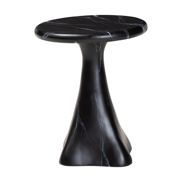 Baxton Studio bali Aponi Marbled Resin End Table - Sculptural Modern Accent Furniture for Stylish Living Spaces Black Aponi-Black Marbled Resin-ET