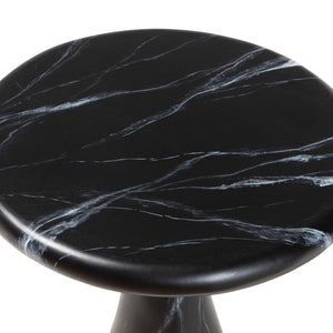 Baxton Studio bali Aponi Marbled Resin End Table - Sculptural Modern Accent Furniture for Stylish Living Spaces Black Aponi-Black Marbled Resin-ET