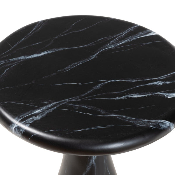 Baxton Studio bali Aponi Marbled Resin End Table - Sculptural Modern Accent Furniture for Stylish Living Spaces Black Aponi-Black Marbled Resin-ET