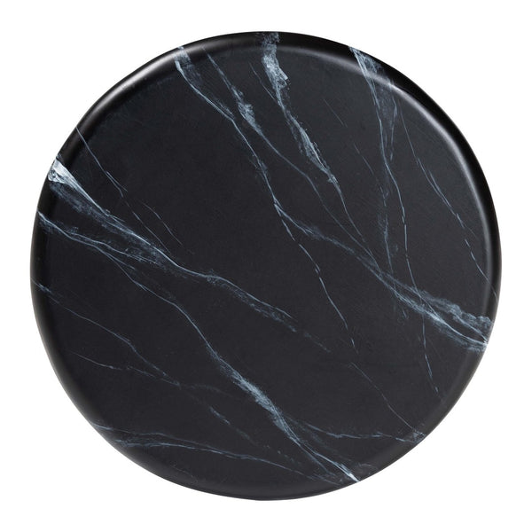 Baxton Studio bali Aponi Marbled Resin End Table - Sculptural Modern Accent Furniture for Stylish Living Spaces Black Aponi-Black Marbled Resin-ET