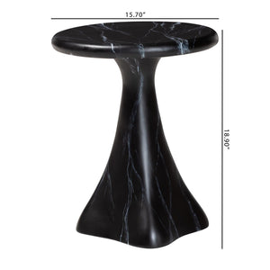 Baxton Studio bali Aponi Marbled Resin End Table - Sculptural Modern Accent Furniture for Stylish Living Spaces Black Aponi-Black Marbled Resin-ET