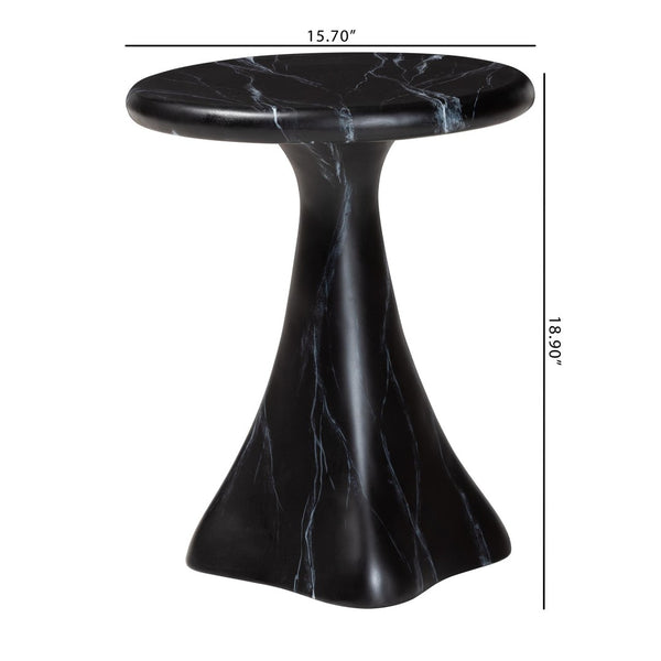 Baxton Studio bali Aponi Marbled Resin End Table - Sculptural Modern Accent Furniture for Stylish Living Spaces Black Aponi-Black Marbled Resin-ET