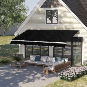 English Elm Outsunny 8' X 7' Manual Retractable Awning - Durable Uv-Blocking Shade For Patios, Decks & Windows W2225P174225-GIGA