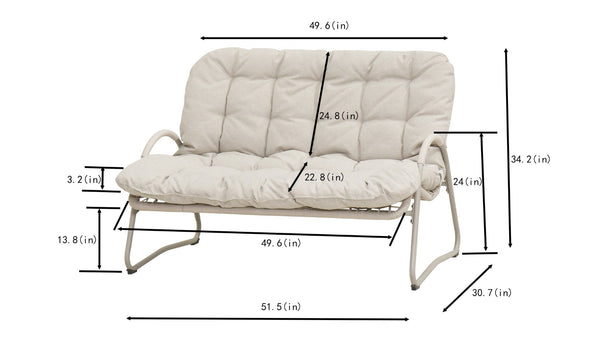 English Elm Modern Outdoor Bistro Loveseat Set Powder Coated Iron Frame Tufted Cushions Patio W3990S00009