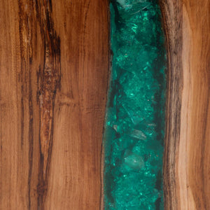 Baxton Studio bali Anan Teak Wood Epoxy Resin End Table - Handcrafted Modern Cube Accent for Living Room & Bedroom Anan-SQ-Hollow Teak Wood/Resin-Side Table-Boxed