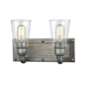 Platform 13'' Wide 2-Light Vanity Light - Weathered Zinc 14471/2 Elk Lighting