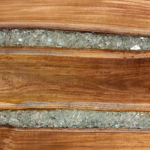 Baxton Studio bali Apio Wood Coffee Table with Epoxy Resin Inlay - Unique Rustic Teak Design on Black Metal Base Apio-Hollow Teak Wood/Resin-Coffee Table-Boxed