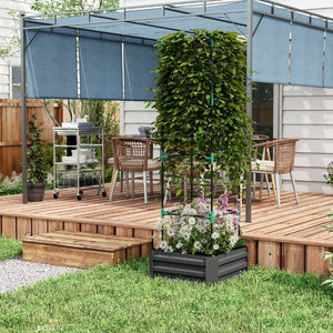 English Elm Outsunny Galvanized Raised Garden Bed With Trellis, Perfect For Climbing Plants & Urban Gardening! W2225P174441-GIGA