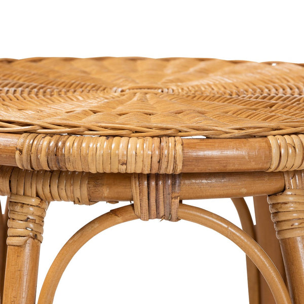 Baxton Studio bali Jayana Natural Rattan Round End Table - Handcrafted Coastal Boho Accent for Living Room & Patio DC20058-Light Honey Rattan-ET