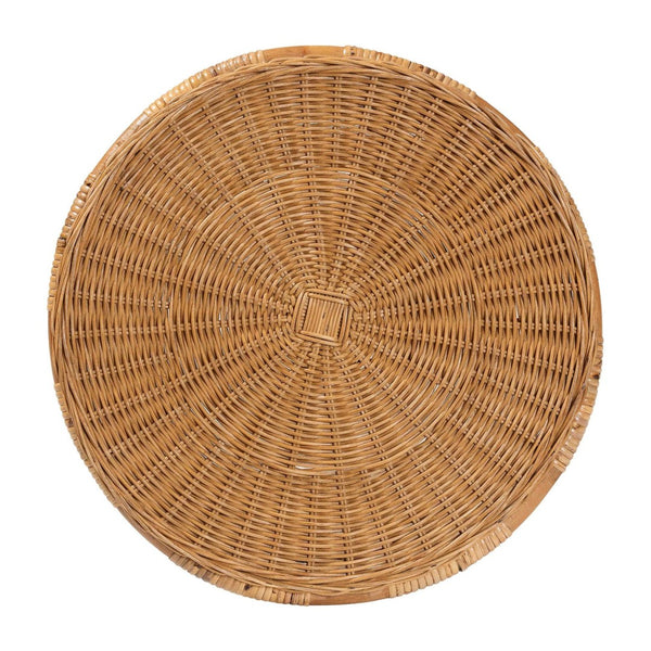 Baxton Studio bali Jayana Natural Rattan Round End Table - Handcrafted Coastal Boho Accent for Living Room & Patio DC20058-Light Honey Rattan-ET