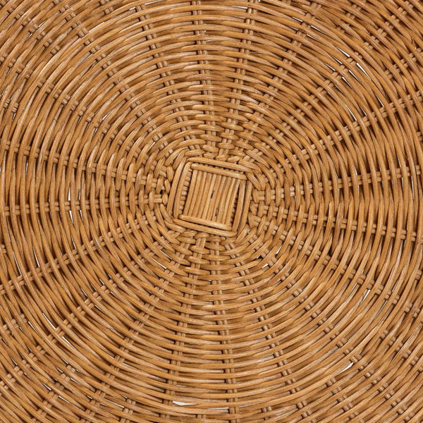 Baxton Studio bali Jayana Natural Rattan Round End Table - Handcrafted Coastal Boho Accent for Living Room & Patio DC20058-Light Honey Rattan-ET
