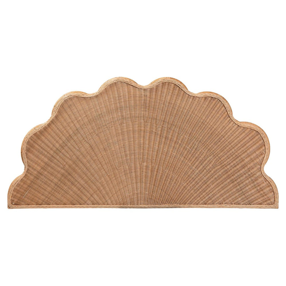 Baxton Studio bali Callias Natural Rattan Scalloped Headboard – Handcrafted Coastal Boho Design for Queen Beds WS152 Scalloped Natural Rattan-Queen-HB
