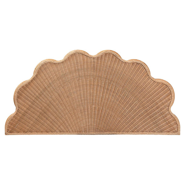 Baxton Studio bali Callias Natural Rattan Scalloped Headboard – Handcrafted Coastal Boho Design for Queen Beds WS152 Scalloped Natural Rattan-Queen-HB