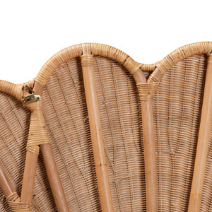 Baxton Studio bali Callias Natural Rattan Scalloped Headboard – Handcrafted Coastal Boho Design for Queen Beds WS152 Scalloped Natural Rattan-Queen-HB