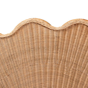 Baxton Studio bali Callias Natural Rattan Scalloped Headboard – Handcrafted Coastal Boho Design for Queen Beds WS152 Scalloped Natural Rattan-Queen-HB