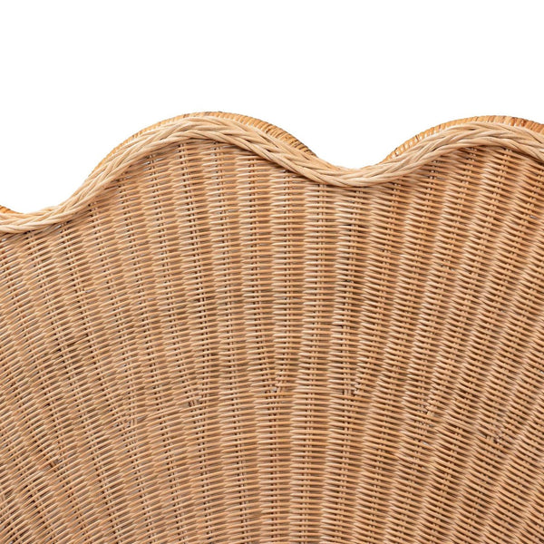 Baxton Studio bali Callias Natural Rattan Scalloped Headboard – Handcrafted Coastal Boho Design for Queen Beds WS152 Scalloped Natural Rattan-Queen-HB