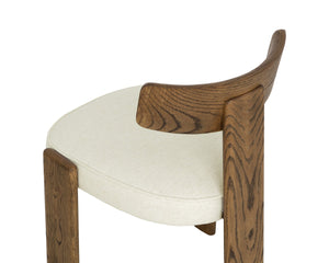 Sunpan HORTON Dining Chair - Modern Minimalist Oak Frame with Warm Brown Finish & Geralt Linen Comfort 112107