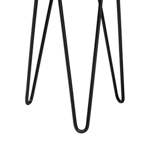 Baxton Studio bali Anan Teak Wood Epoxy Resin End Table - Unique Round Live Edge Accent Table with Metal Legs Anan-RD-Hollow Teak Wood/Resin-Side Table-Boxed