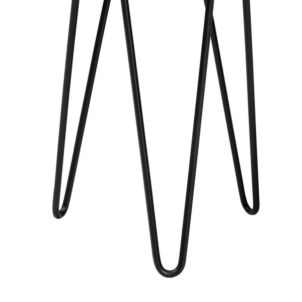 Baxton Studio bali Anan Teak Wood Epoxy Resin End Table - Unique Round Live Edge Accent Table with Metal Legs Anan-RD-Hollow Teak Wood/Resin-Side Table-Boxed