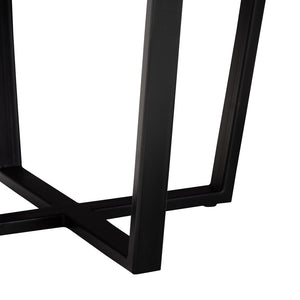 Baxton Studio bali Apio Round Wood Epoxy Resin Coffee Table - Unique Handcrafted Teak with Black Metal Base, Modern Charm Apio-Round-Hollow Teak Wood/Resin-Coffee Table-Boxed