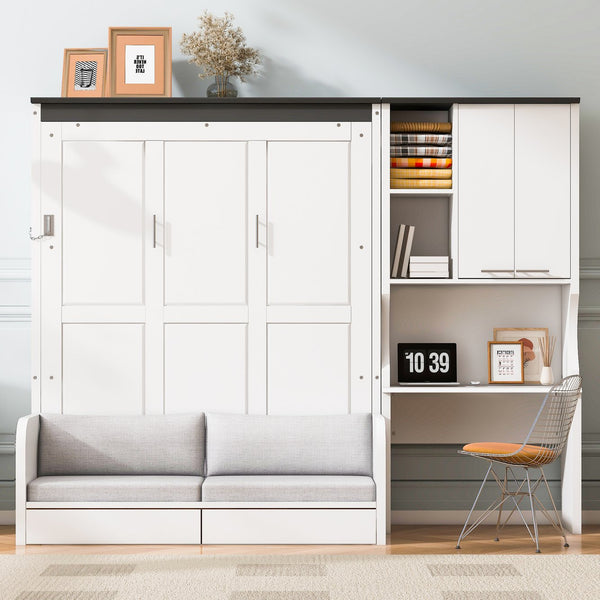 English Elm Multi-Functional Murphy Bed With Sofa, Desk & Storage – Stylish Space-Saving Design For Modern Living N7090000605K