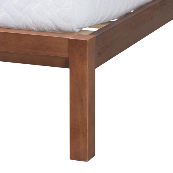 Baxton Studio Baxton Studio Raewyn Low-Profile Wood Platform Bed with Rattan Weave Headboard - Queen Size Comfort MG0255-5703R Rattan/Walnut-Queen