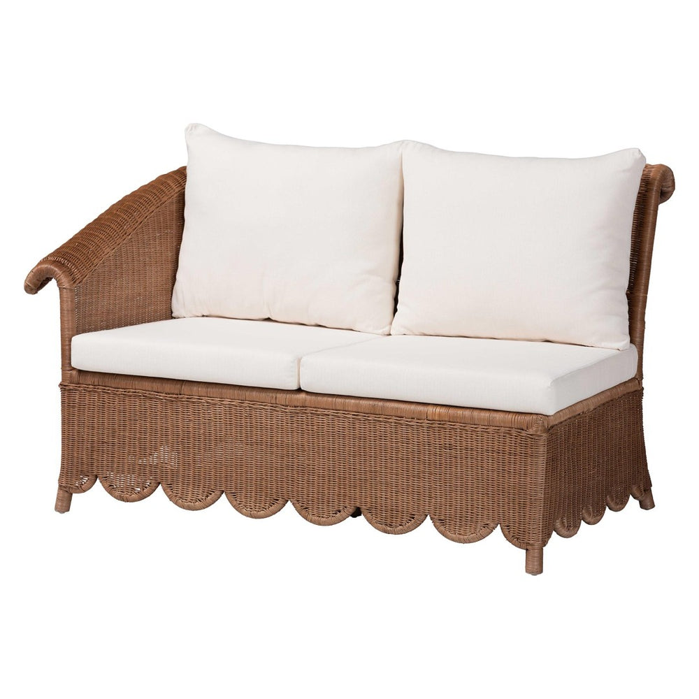 Baxton Studio bali & pari Detta Natural Rattan Sectional Set - Handwoven Wicker Lounge Sofa for Cozy Living Rooms 4-Piece Detta-Peanut Brown-Rattan-4PC Sectional Set