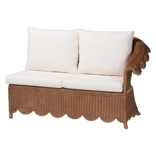 Baxton Studio bali & pari Detta Natural Rattan Sectional Set - Handwoven Wicker Lounge Sofa for Cozy Living Rooms 4-Piece Detta-Peanut Brown-Rattan-4PC Sectional Set