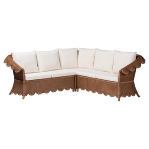 Baxton Studio bali & pari Detta Natural Rattan Sectional Set - Handwoven Wicker Lounge Sofa for Cozy Living Rooms 3-Piece Detta-Peanut Brown-Rattan-3PC Sectional Set