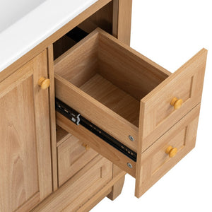 English Elm [video] 30 Inch Freestanding Bathroom Vanity White Mdf Pine Legs Ceramic Sink Soft Close N759P394441N