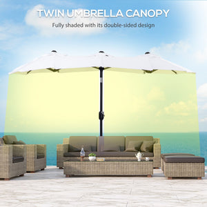 English Elm Outsunny 9.5' Double-Sided Patio Umbrella With Tilt & Crank, Large Canopy For Outdoor Shade & Style W2225P200475-GIGA