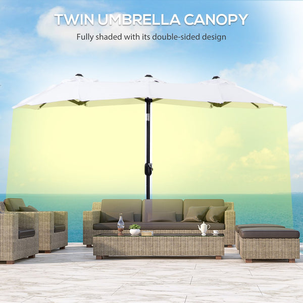 English Elm Outsunny 9.5' Double-Sided Patio Umbrella With Tilt & Crank, Large Canopy For Outdoor Shade & Style W2225P200475-GIGA