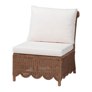 Baxton Studio bali & pari Detta Handwoven Rattan Accent Chair - Boho Coastal Lounge Chair with Plush Cushions, Perfect for Sunroom Detta-Peanut Brn-Rattan-Armless-Cushion-Chair