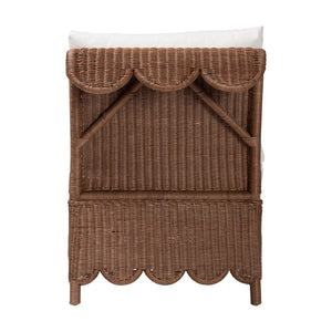Baxton Studio bali & pari Detta Handwoven Rattan Accent Chair - Boho Coastal Lounge Chair with Plush Cushions, Perfect for Sunroom Detta-Peanut Brn-Rattan-Armless-Cushion-Chair