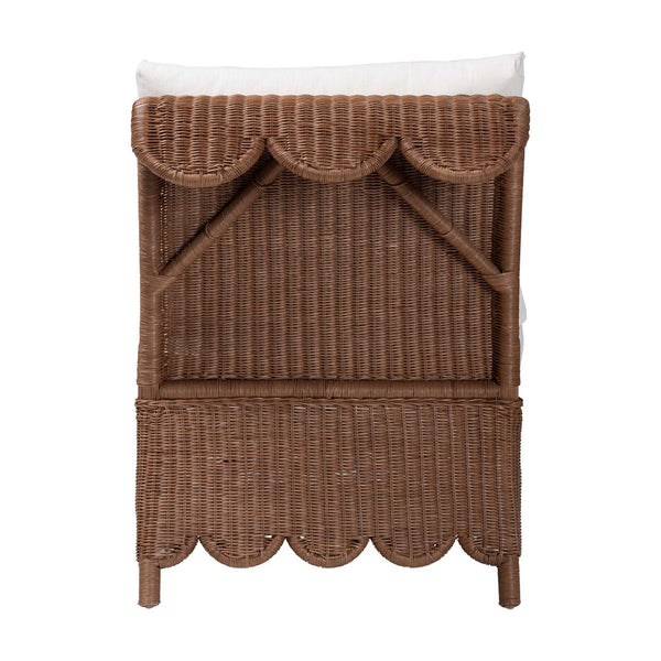Baxton Studio bali & pari Detta Handwoven Rattan Accent Chair - Boho Coastal Lounge Chair with Plush Cushions, Perfect for Sunroom Detta-Peanut Brn-Rattan-Armless-Cushion-Chair