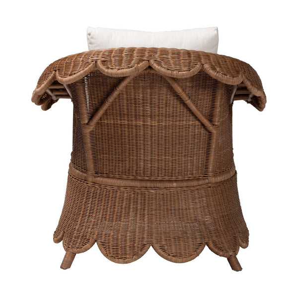 Baxton Studio bali Natural Rattan Armchair - Handwoven Boho Chair with Plush Cushions & Scalloped Skirt Design Detta-Peanut Brown-Rattan-Lounge-Cushion-AC