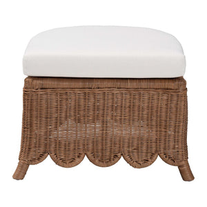 Baxton Studio bali & pari Natural Rattan Footstool with Cushion - Handcrafted Bohemian Ottoman for Coastal Charm Detta-Peanut Brown-Rattan-Cushion-Stool