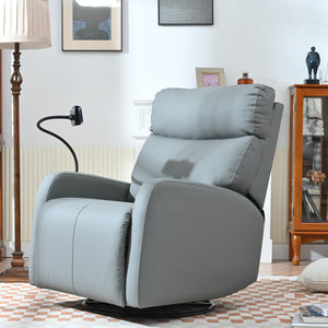 English Elm Swivel 360° Rocker Recliner Chair with Glider, 95-160° Manual Recline, 30° Rocking, Nursery Seat (Blue-Gray) W1028P251470