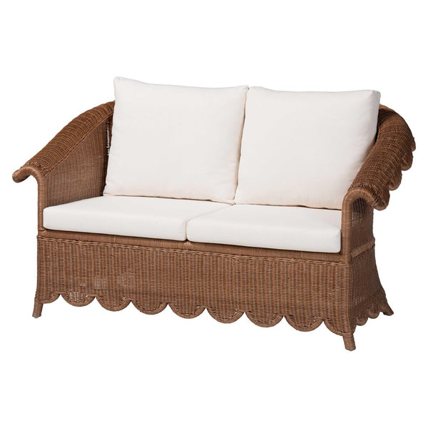 Baxton Studio bali Detta Natural Rattan 3-Piece Living Room Set - Handcrafted Boho Wicker Sofa, Loveseat & Chair Detta-Peanut Brown-Rattan-3PC Set