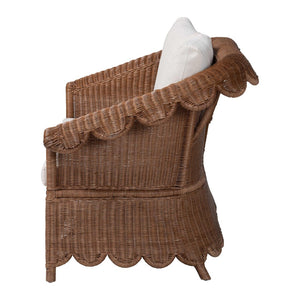 Baxton Studio bali & pari Detta Handwoven Rattan Loveseat - Plush Cushions, Scalloped Frame, Boho Chic for Cozy Spaces Detta-Peanut Brown-Rattan-Cushion-LS