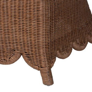 Baxton Studio bali & pari Detta Handwoven Rattan Loveseat - Plush Cushions, Scalloped Frame, Boho Chic for Cozy Spaces Detta-Peanut Brown-Rattan-Cushion-LS