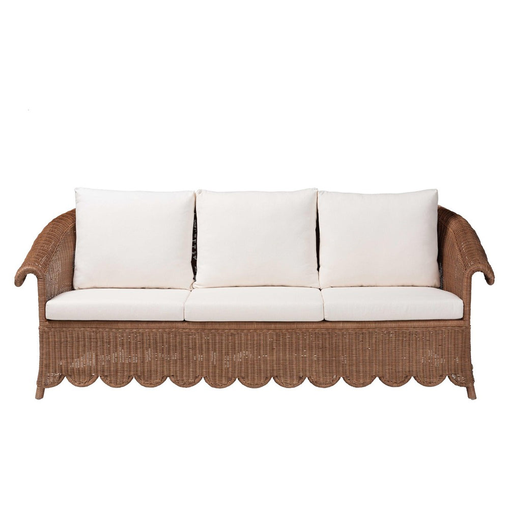 Baxton Studio bali Natural Rattan Sofa with Plush Cushions - Handwoven Boho Settee for Sunroom & Lounge Décor Detta-Peanut Brown-Rattan-Cushion-Sofa