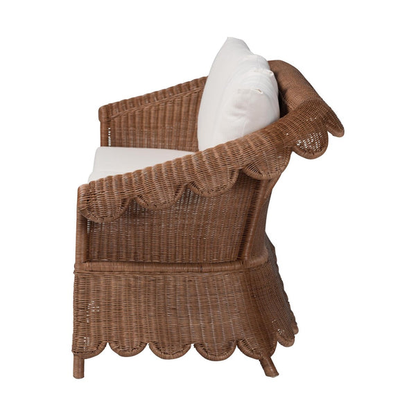 Baxton Studio bali Natural Rattan Sofa with Plush Cushions - Handwoven Boho Settee for Sunroom & Lounge Décor Detta-Peanut Brown-Rattan-Cushion-Sofa